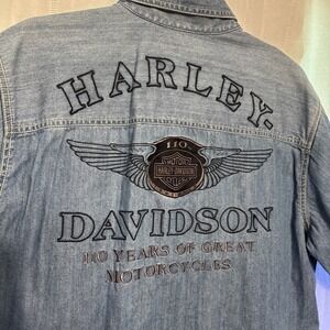 2013 Genuine HARLEY DAVIDSON Denim Shirt XL - 110 Years of Great Motorcycles